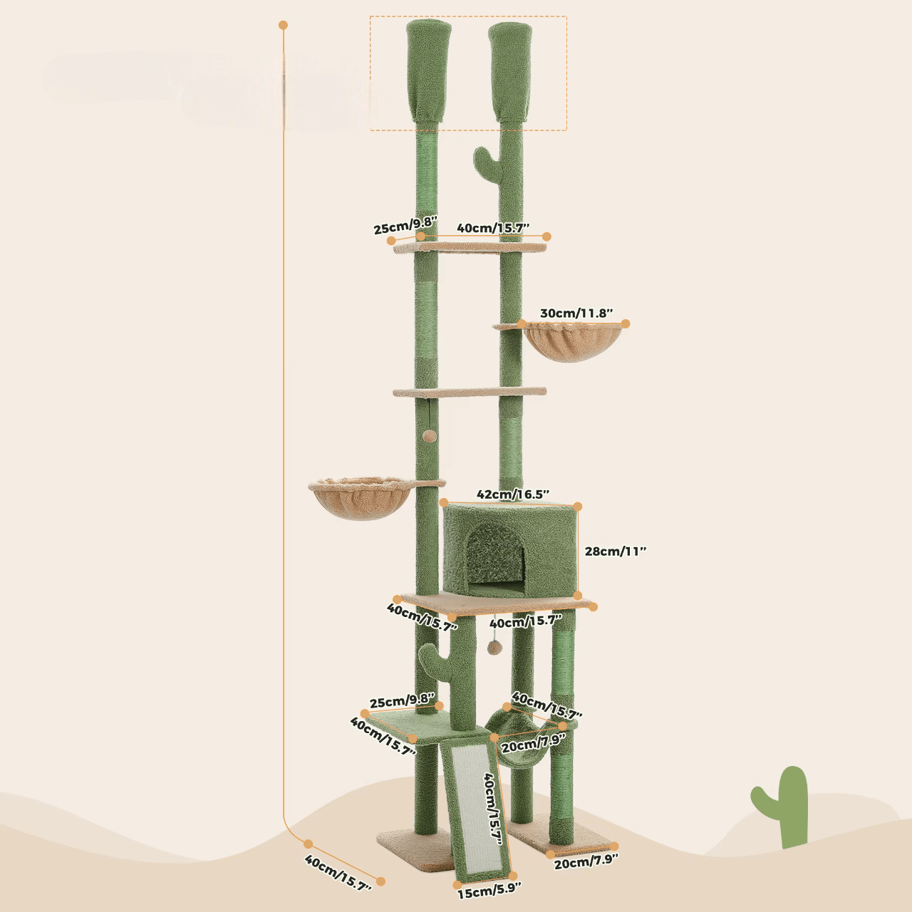 Arbre à chat Cactus avec 2 poteaux | Mon Chat Perché