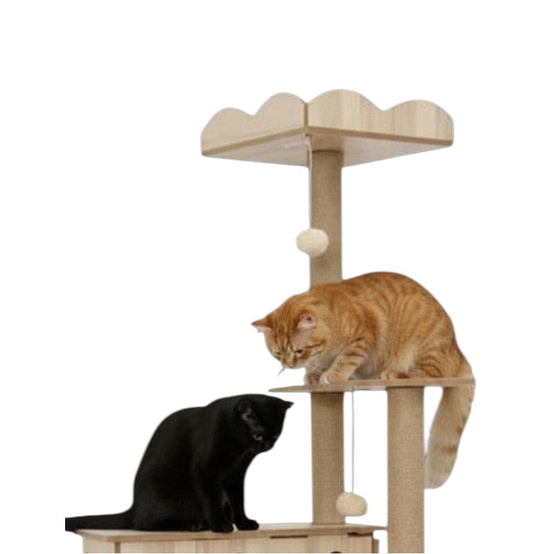 Arbre à chat Plateforme Bois Naturel Multi-Niveaux - "Natural Tower"