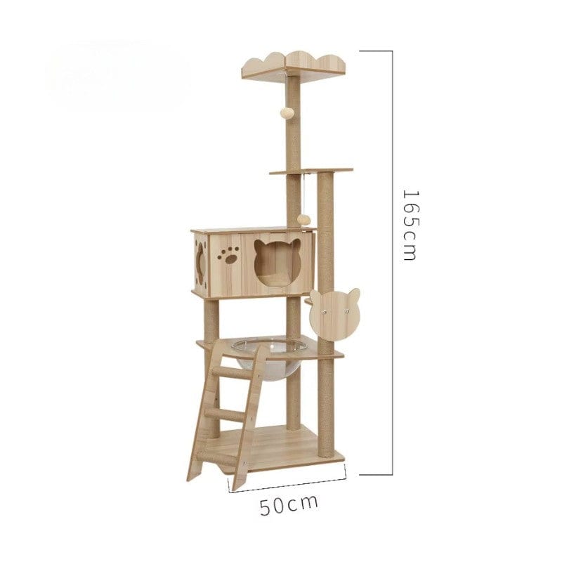 Arbre à chat Plateforme Bois Naturel Multi-Niveaux - "Natural Tower"