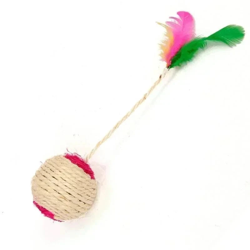 Balle Griffoir Chat Sisal 6,5cm avec Plumes - "Natural Ball"
