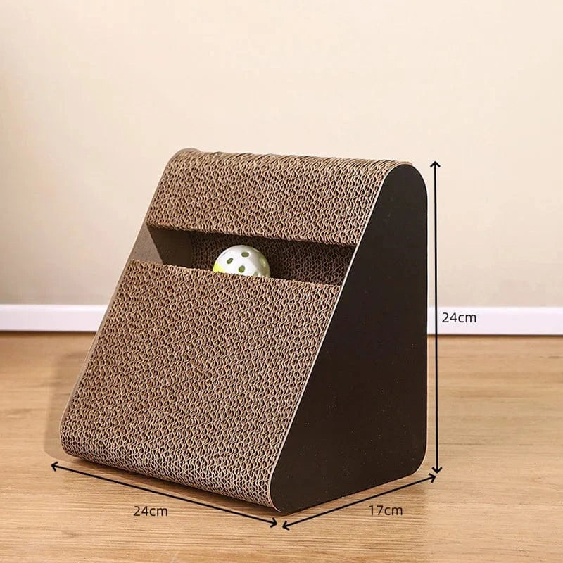 Griffoir Chat 2en1 Carton Triangle avec Balle - "Play & Scratch"