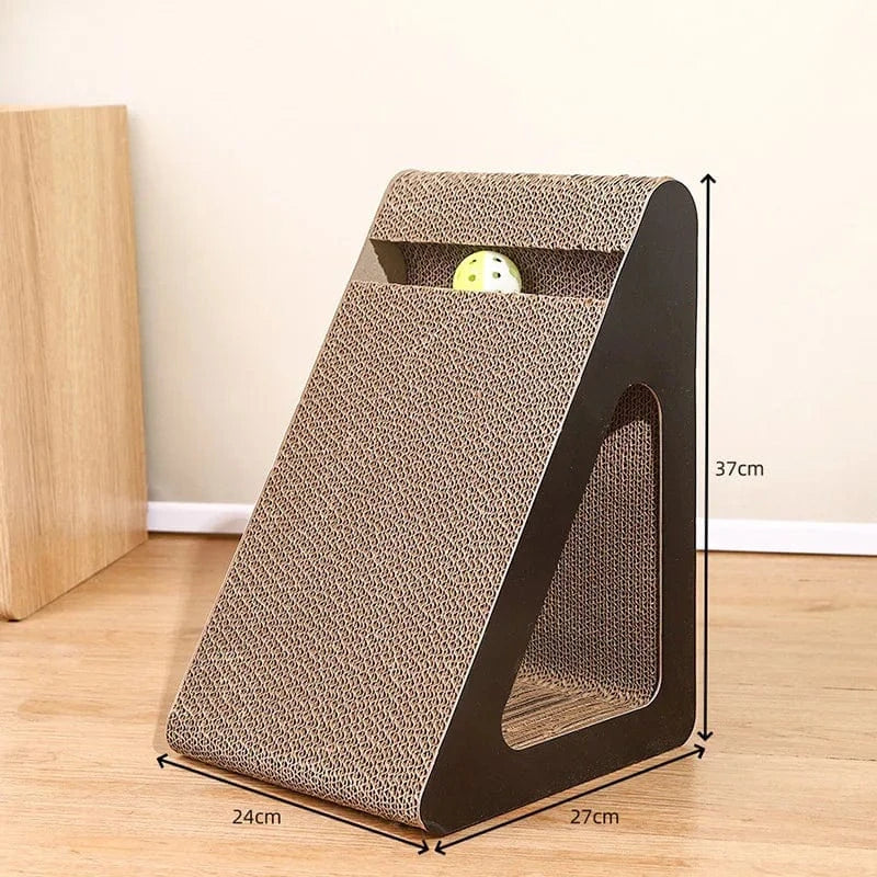 Griffoir Chat 2en1 Carton Triangle avec Balle - "Play & Scratch"