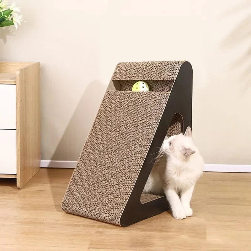 Griffoir Chat 2en1 Carton Triangle avec Balle - "Play & Scratch"