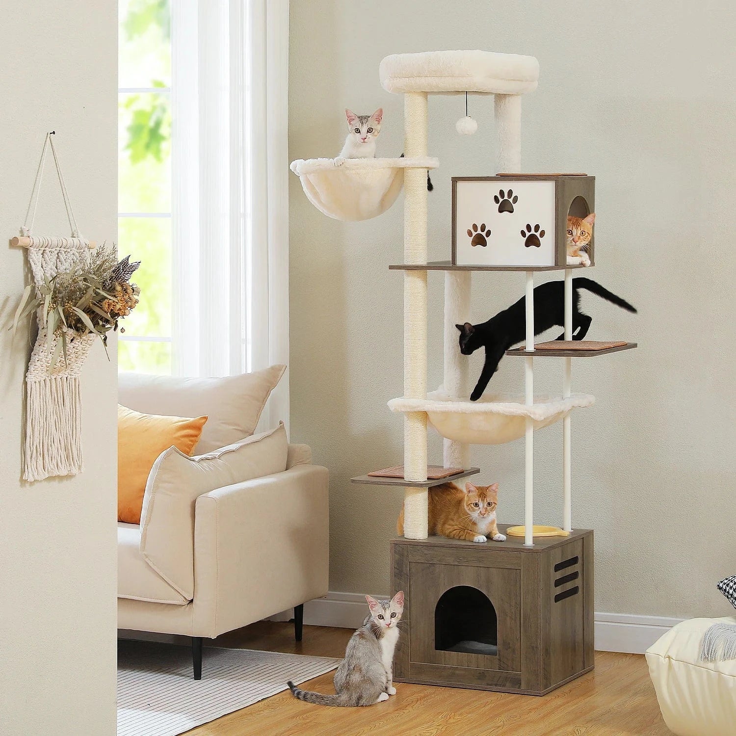 Arbre à chat Bois avec Housse | Mon Chat Perché