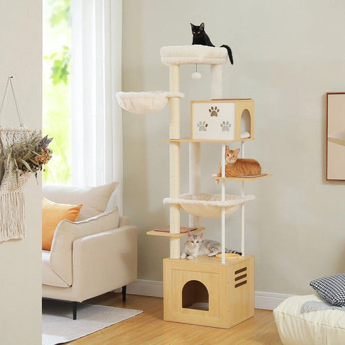 Arbre à chat Bois avec Housse | Mon Chat Perché