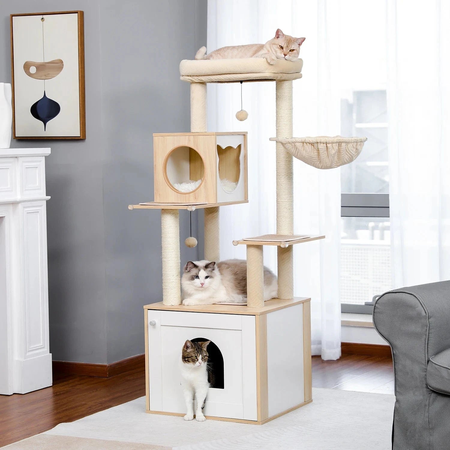 Arbre à chat Bois Cabane | Mon Chat Perché