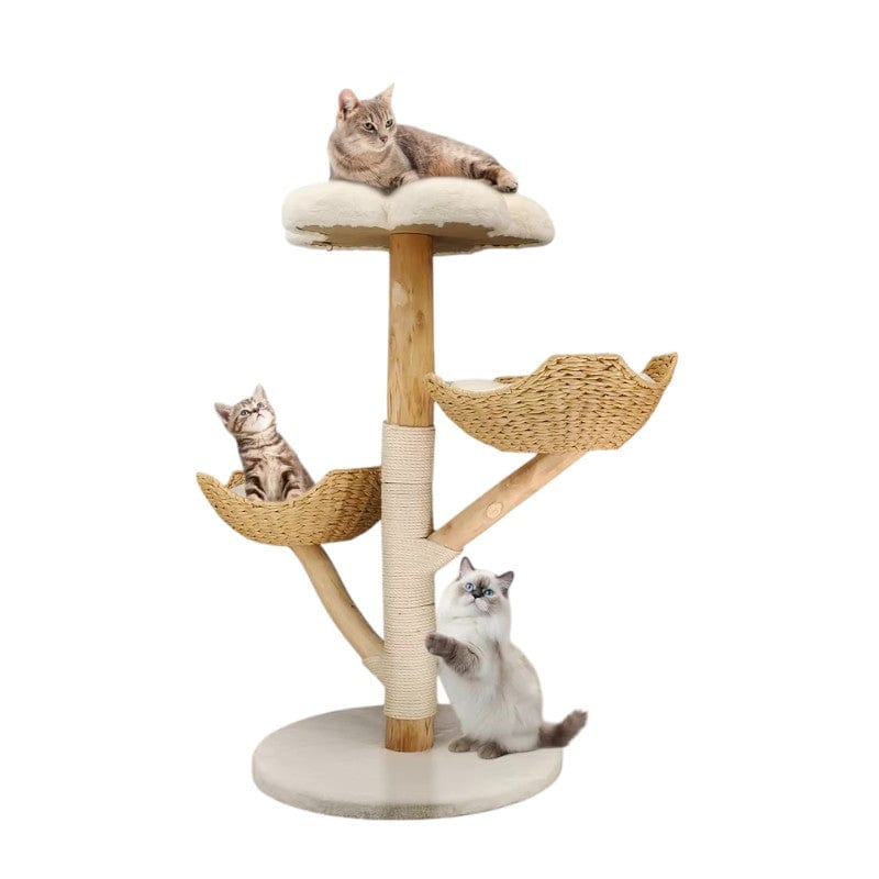 Arbre à chat Bois Naturel 110cm 3 Niveaux - "Natural Tree"