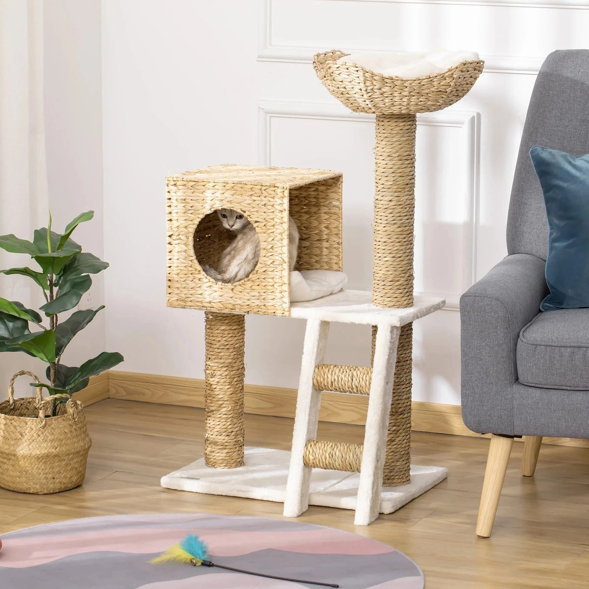 Arbre à chat Compact 100cm avec Grotte et Lit - "Cozy Compact"