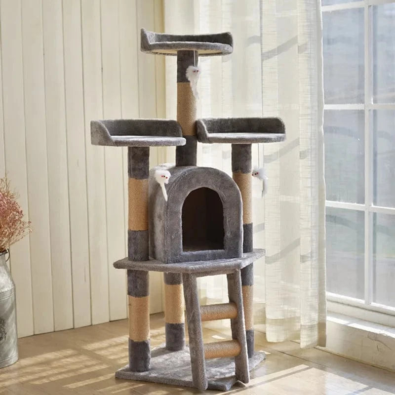 Arbre à chat Villa Luxe 3 Niveaux avec Plateforme de Saut - "Luxury Villa"
