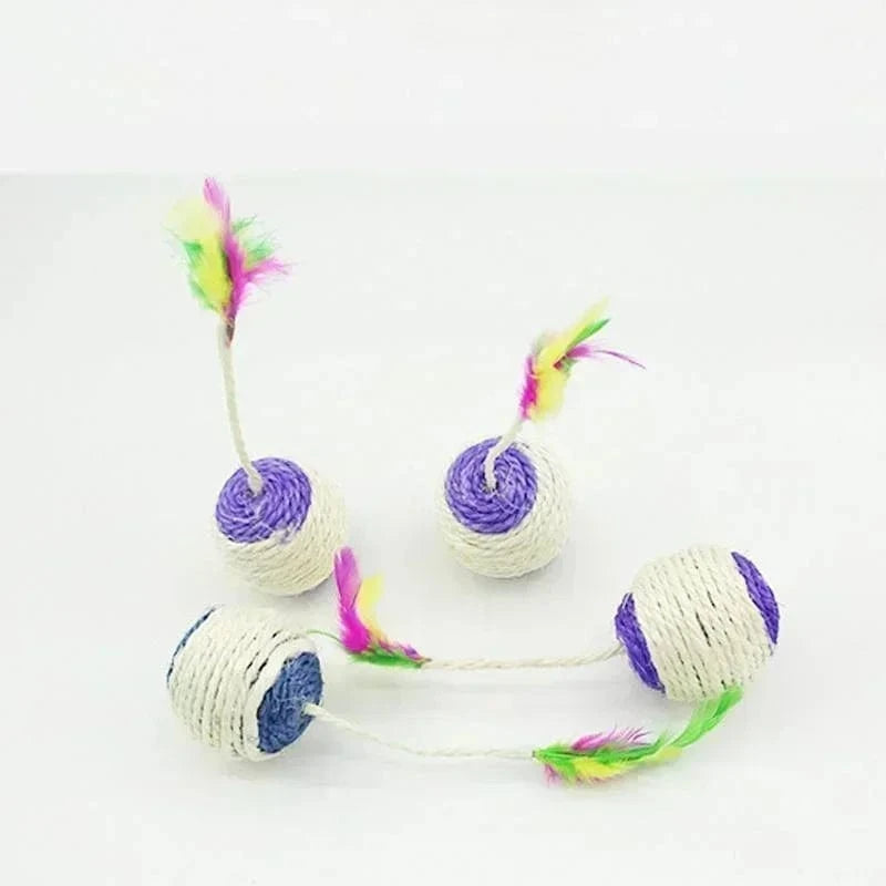 Balle Griffoir Chat Sisal 6,5cm avec Plumes - "Natural Ball"